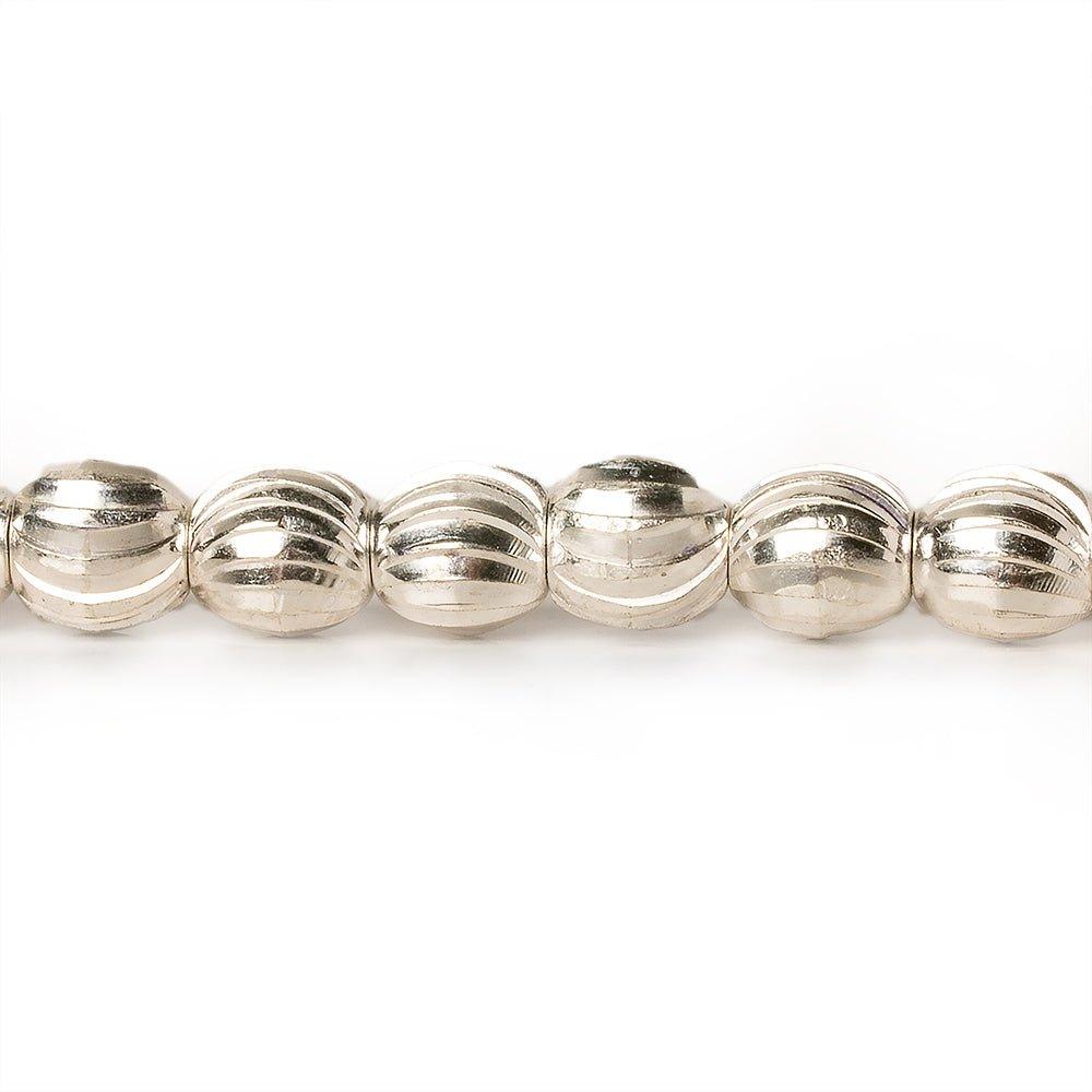 6mm Sterling Silver Plated Brass Curved Groove Rounds 8 inch 37 beads