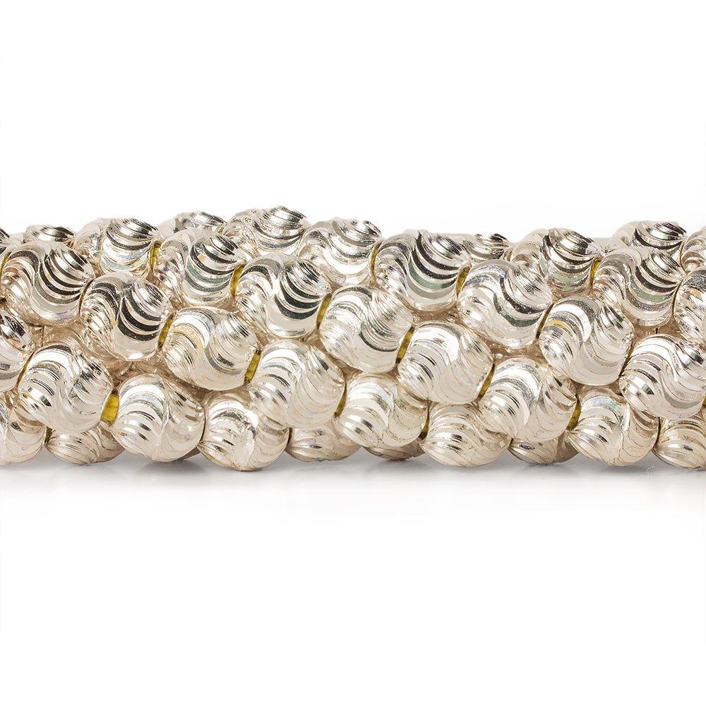 7x6mm Sterling Silver Plated Brass Wavy Ovals 8 inch 34 beads