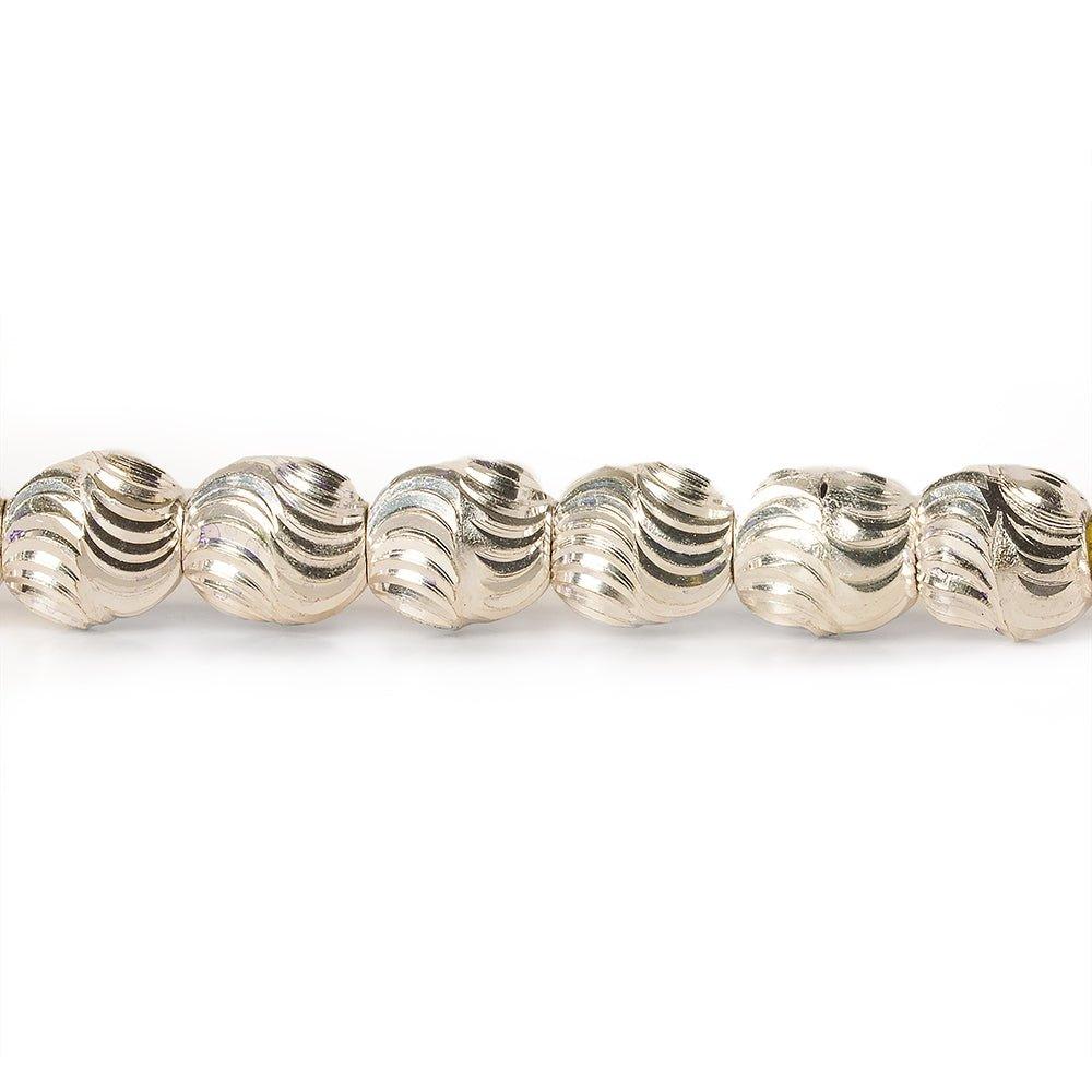 7x6mm Sterling Silver Plated Brass Wavy Ovals 8 inch 34 beads