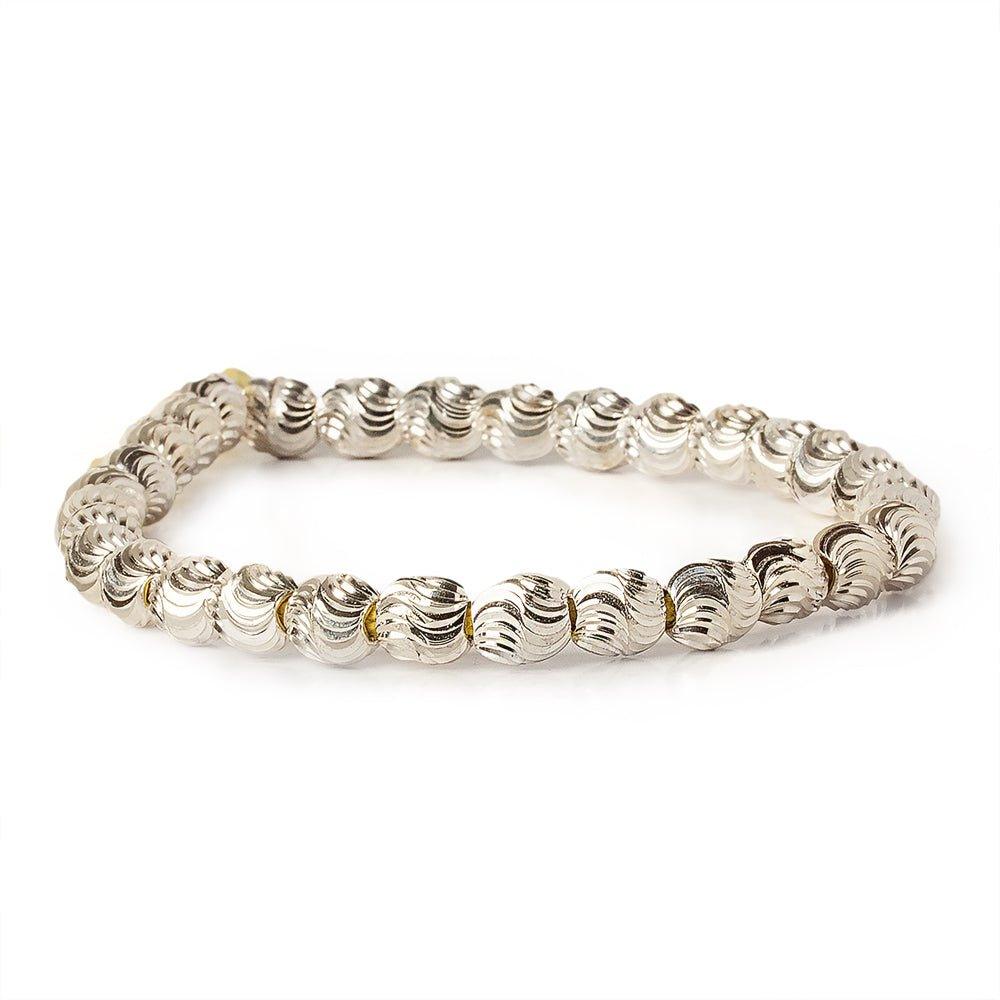 7x6mm Sterling Silver Plated Brass Wavy Ovals 8 inch 34 beads