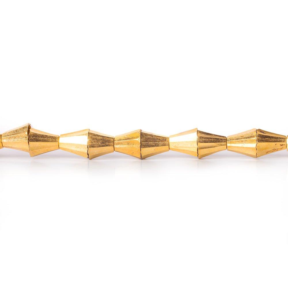 6mm 22kt Gold Plated Brass Fluted Cones 8 inch 36 beads