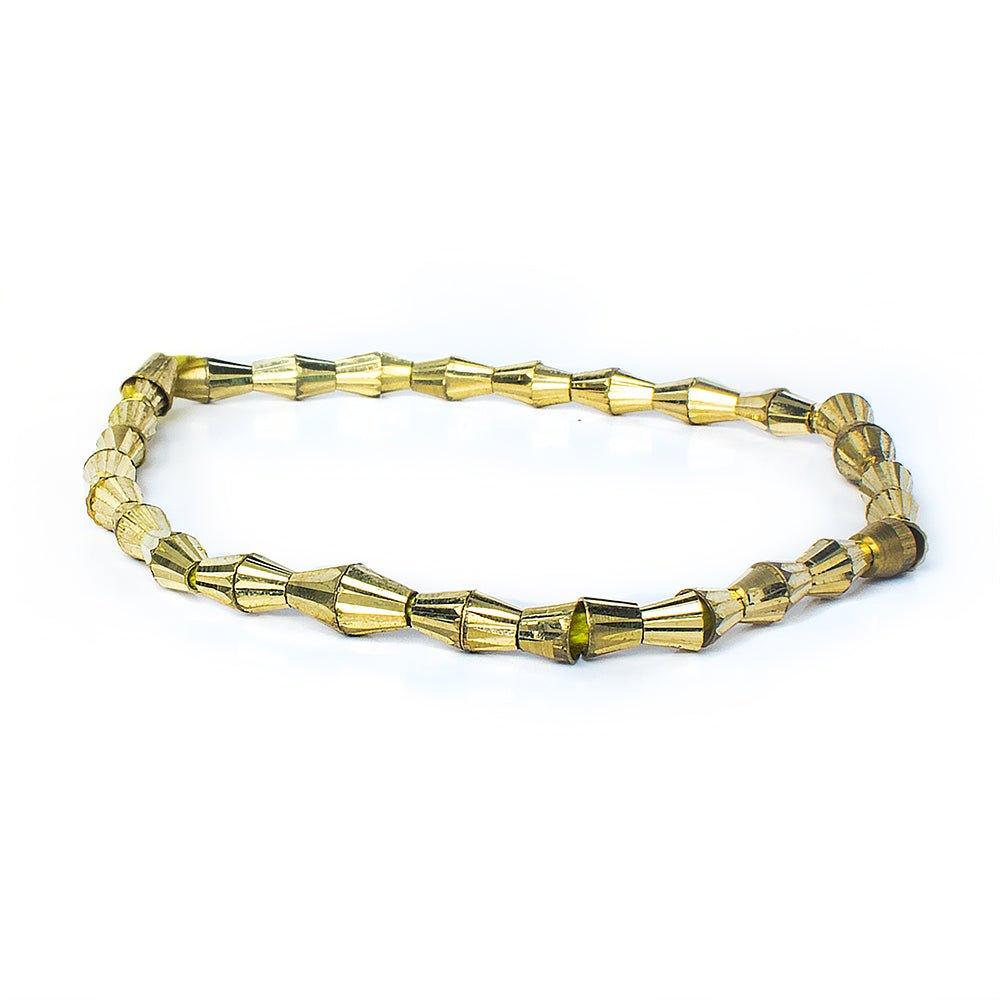4mm Brass Fluted Cone Beads 8 inch 52 beads