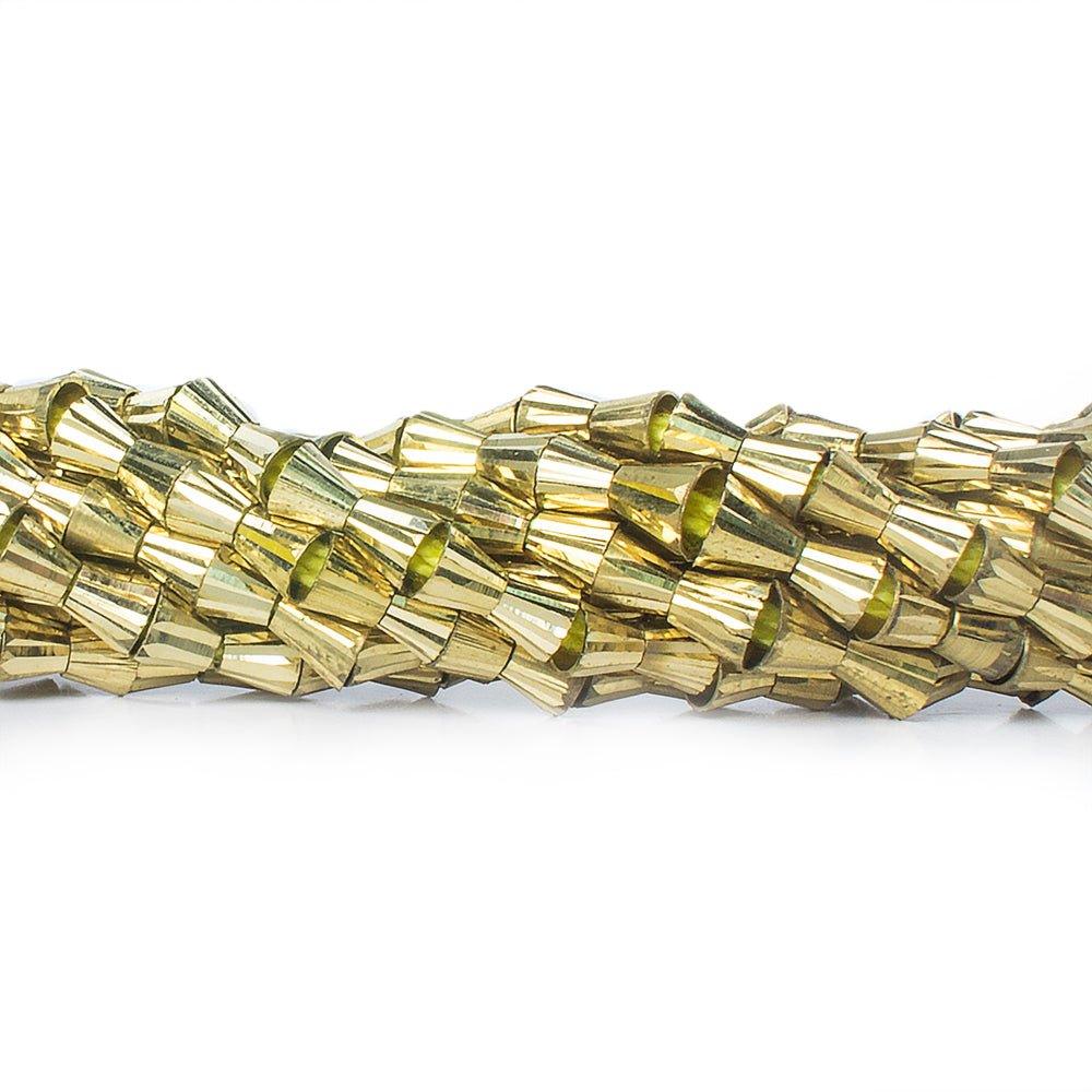4mm Brass Fluted Cone Beads 8 inch 52 beads