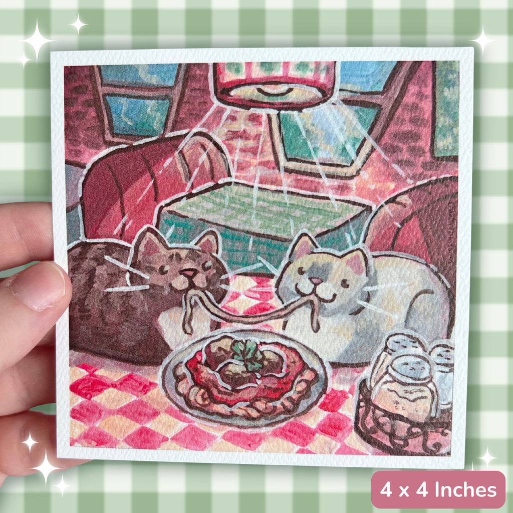 Spaghetti Dinner Kitties ~ Watercolor Print(s)