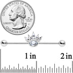14G Clear Gem Crown Industrial Barbell 38mm