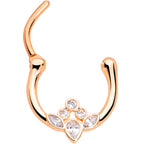16G 3/8 Clear Gem Rose Gold Tone Anodized Classic Cluster Septum Clicker