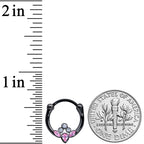 16G 3/8 Clear Pink Gem Black Anodized Classic Cluster Septum Clicker