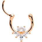 18G 3/8 Clear Gem Rose Gold Tone Anodized Spray Cartilage Clicker