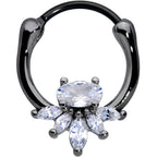 18G 3/8 Clear Gem Black Anodized Spray Cartilage Clicker