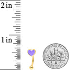16G 5/16 Gold Tone Purple Heart Valentines Curved Eyebrow Ring