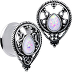 White Faux Opal Filigree Double Flare Plug Set