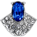 16G 1/4 Clear Blue Gem Art Deco Fan Cartilage Tragus Earring