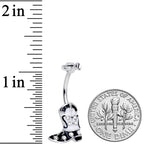 Clear Gem Western Boot Hat Belly Ring