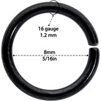 16G 5/16 Black Anodized Seamless Cartilage Ring Set of 12