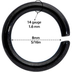 14G 5/16 Black Anodized Seamless Cartilage Ring Set of 12