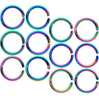 16G 5/16 Rainbow Anodized Seamless Cartilage Ring Set of 12