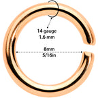 14G 5/16 Rose Gold Tone Anodized Seamless Cartilage Ring Set of 12
