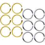 16G 5/16 Steel Gold Tone Seamless Cartilage Ring Set of 12