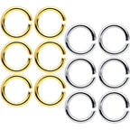 14G 5/16 Steel Gold Tone Seamless Cartilage Ring Set of 12