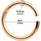 16G 5/16 Steel Rose Gold Tone Seamless Cartilage Ring Set of 12