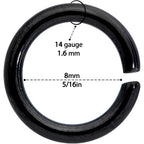 14G 5/16 Steel Black Gold Tone Seamless Cartilage Ring Set of 12