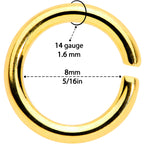 14G 5/16 Steel Mixed Gold Tone Seamless Cartilage Ring Set of 12