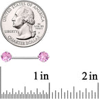 14G 9/16 Pink CZ Gem Threadless Barbell Nipple Ring Set