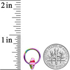 16G 3/8 Clear Gem Rainbow Ice Cream Cone Hinged Segment Ring