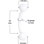 16G 5/16 White Acrylic Matte Curved Eyebrow Ring
