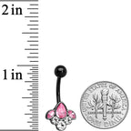 Clear Pink Gem Black Anodized Classic Cluster Belly Ring
