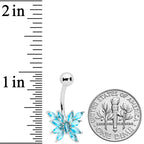 Aqua CZ Gem Stylized Butterfly Belly Ring