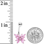 Pink CZ Gem Stylized Butterfly Belly Ring