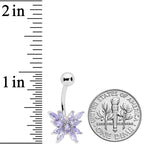 Purple CZ Gem Stylized Butterfly Belly Ring