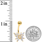 Clear CZ Gem Gold Tone Plated Stylized Butterfly Belly Ring
