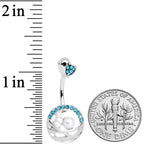 Aqua Gem Chick Basket of Eggs Belly Ring