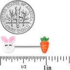 14G 9/16 Carrot Easter Bunny Barbell Nipple Ring Set