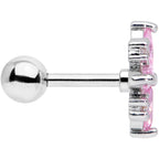 16G 1/4 Clear Pink CZ Gem Star Burst Cartilage Tragus