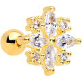 16G 1/4 Clear CZ Gem Gold Tone Star Burst Cartilage Tragus
