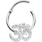 16G 3/8 Clear CZ Gem Amazing Om Hinged Segment Ring