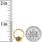 16G 3/8 Gold Tone Sunflower Butterfly Hinged Segment Ring
