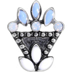 16G 1/4 White Blue Faux Opal Ornate Labret Monroe Tragus