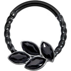 16G 3/8 Black Gem Black Oval Quartet Twisted Cartilage Clicker