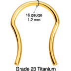 16G 5/8 Gold Tone ASTM F-136 Implant Grade Titanium Septum Retainer