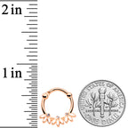 16G 3/8 Clear Gem Rose Gold Tone White Leaves Cartilage Clicker