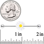 14G White Daisy Industrial Barbell 38mm