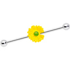 14G Yellow Daisy Industrial Barbell 38mm
