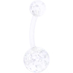 White Faux Opal Clear Gem Rose Gold Tone Aurora Belly Ring Set of 4