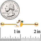 14G Gold Tone Carrot Bunny Industrial Barbell 38mm