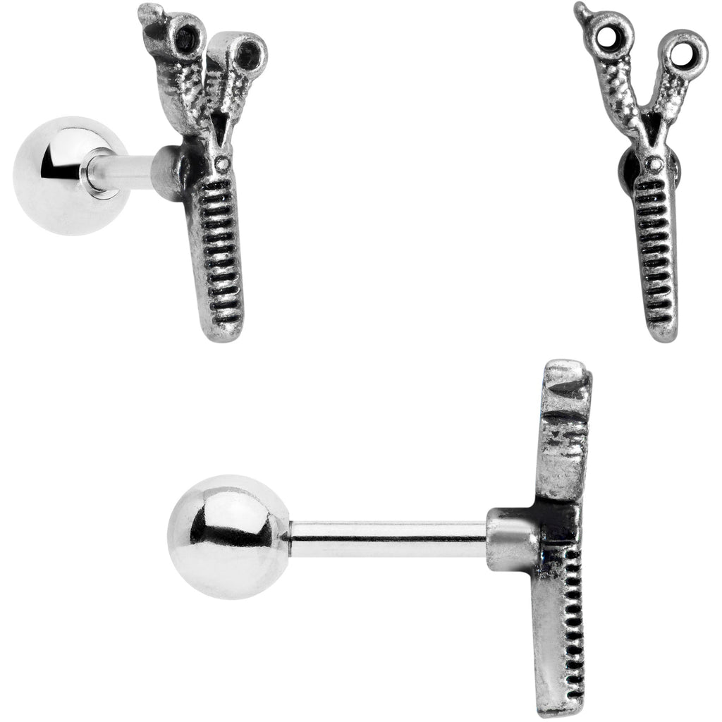 16G 1/4 Black Gold Tone Scissors Hair Cartilage Tragus Set of 3