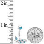 Aqua Gem Leaf Branch Belly Ring